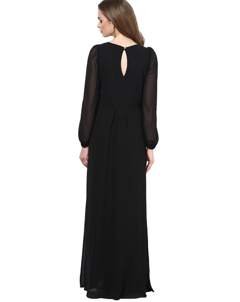 Charcoal Black Balloon Sleeve Dress – The Svaya