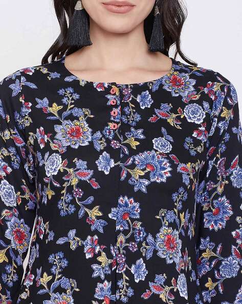 Buy online Black Tie Back Floral Print Tunic from western wear for Women by  Hive91 for ₹799 at 41% off