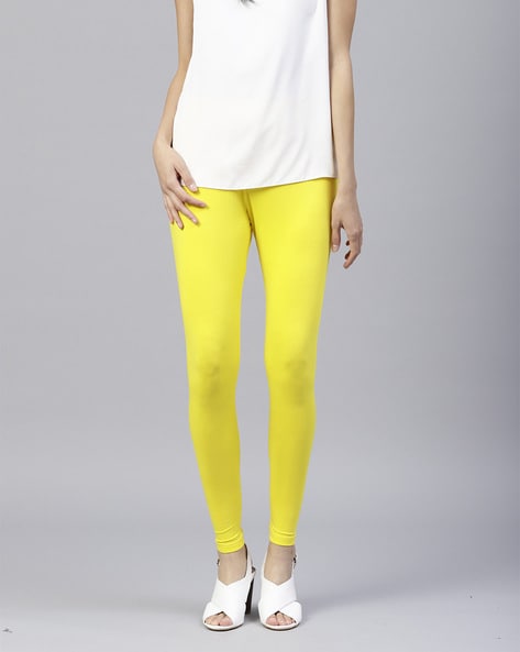 Buy Yellow & Cream Leggings for Women by GRACIT Online | Ajio.com