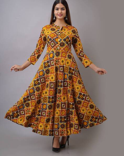 MULMUL NIVYA FLORAL BLOCK PRINTED DRESS