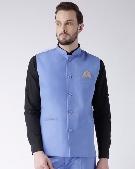 Buy Essas Club ESSAS club Men Checked Nehru Jacket with Pocket Square at  Redfynd