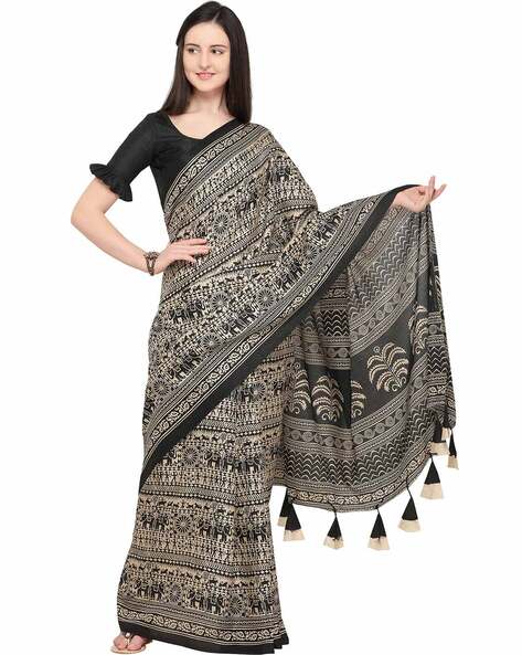 Buy Brown Sarees for Women by Sun Kalamkari Online | Ajio.com