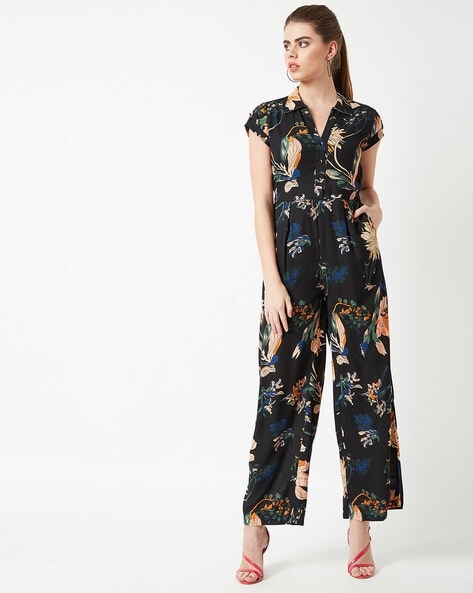 Casual Tropical Print Culotte Jumpsuit | Trendy Rompers
