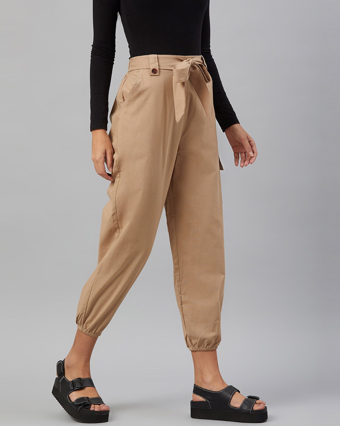 Buy Beige Trousers & Pants for Women by ORCHID BLUES Online