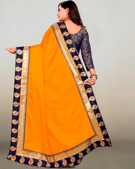 Buy MM VENTURE PAPER SILK REAL DIAMOND AND POMPOM WORK SAREE WITH BLOUSE  Online at Best Prices in India - JioMart.