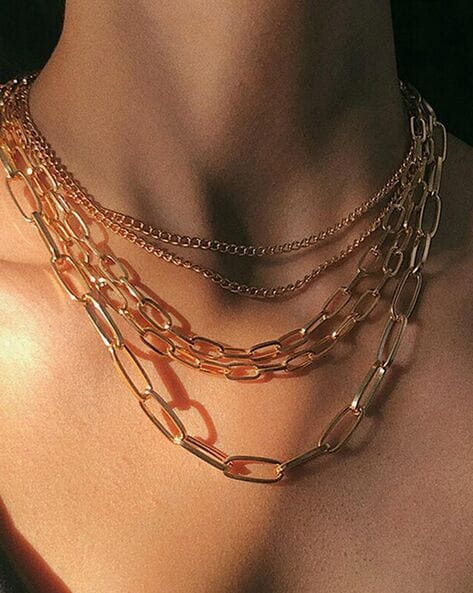 Gold Multi Charm Layer Choker Necklace - Angel, Rose, Pendant – Mellow  Monkey