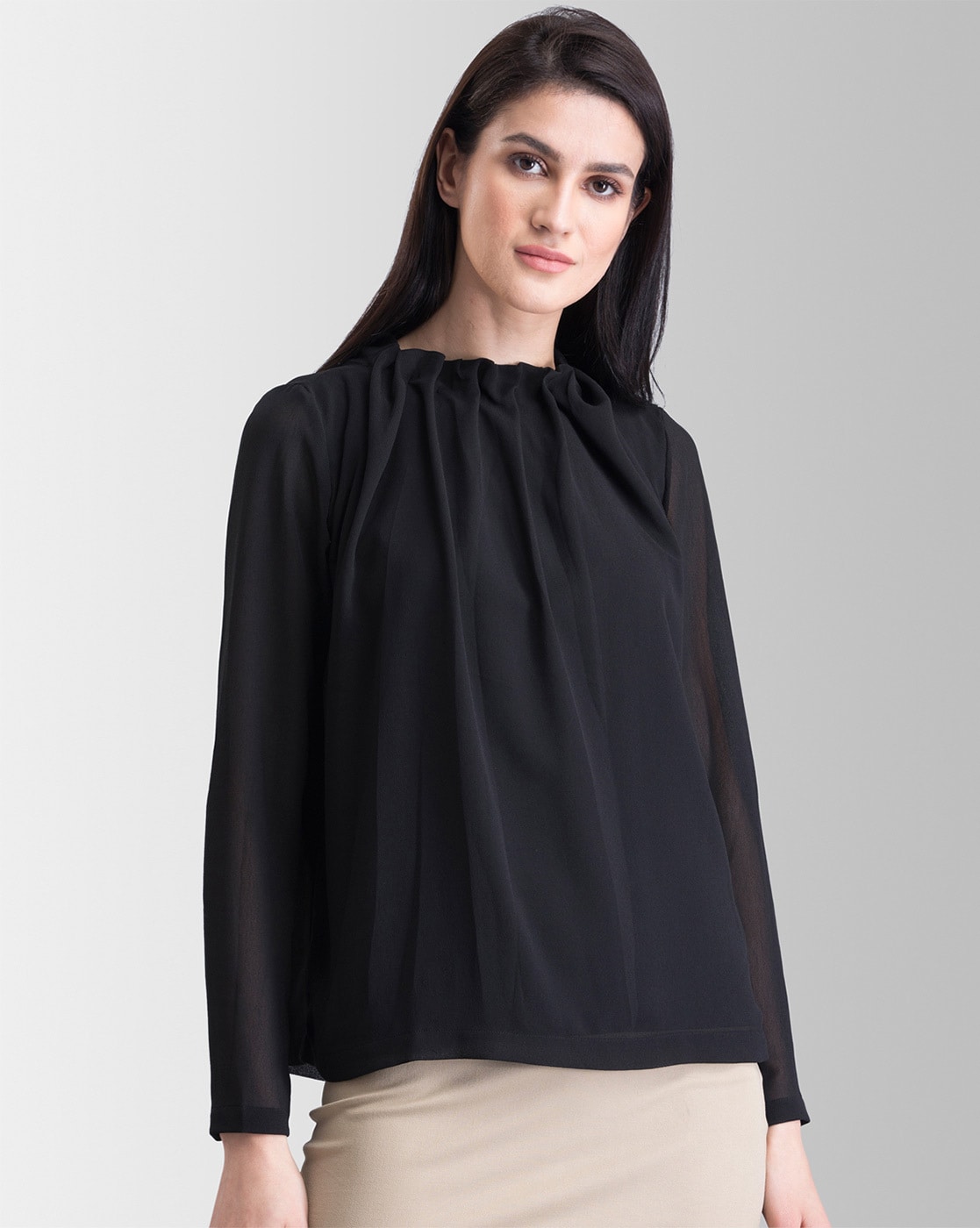 Fabletics, Tops, Fabletics Black Burnout Stripe Scoop Tee Long Sleeve Shirt  Womens Size Large