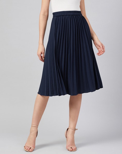 Elastic waist navy clearance skirt