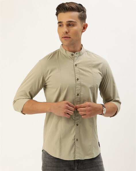 Slim Fit Shirt with Mandarin Collar