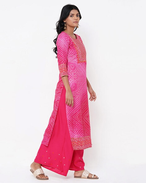 Jaipur Kurti Salwar Suits and Sets  Buy Jaipur Kurti Beige Ethnic Print  Straight Cotton Kurta With Palazzo Set of 2 OnlineNykaa Fashion