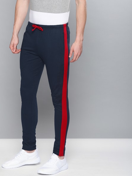 Men Mid-Rise Joggers with Contrast Stripes