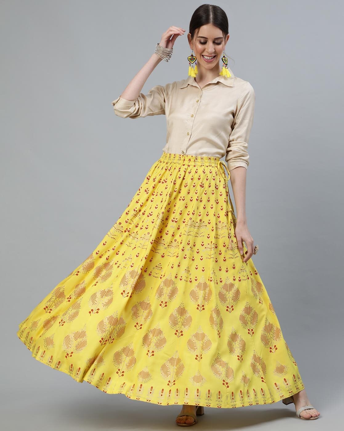 Buy Mustard Yellow Ethnic Wear Sets for Girls by The Magic Wand Online |  Ajio.com
