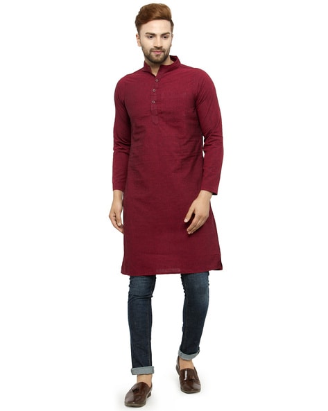 Red kurta with 2025 jeans for mens