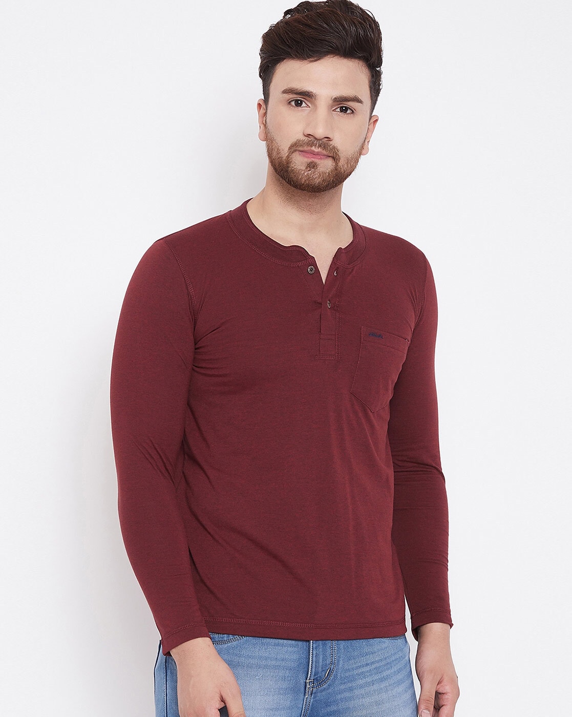 maroon color t shirt full sleeve