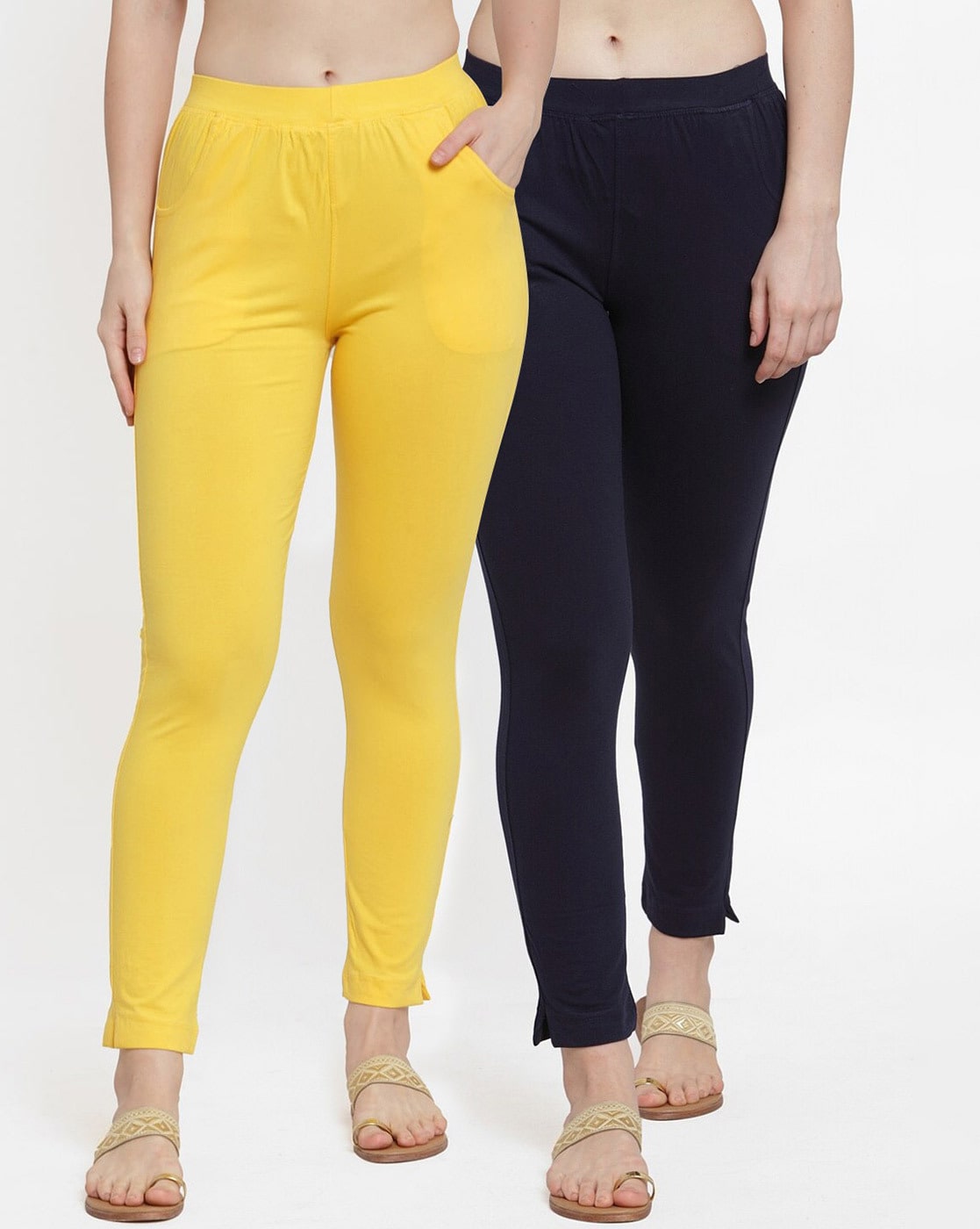 Buy online Set Of 2 Yellow Solid Legging from Capris & Leggings for Women  by Tag 7 for ₹979 at 61% off | 2024 Limeroad.com