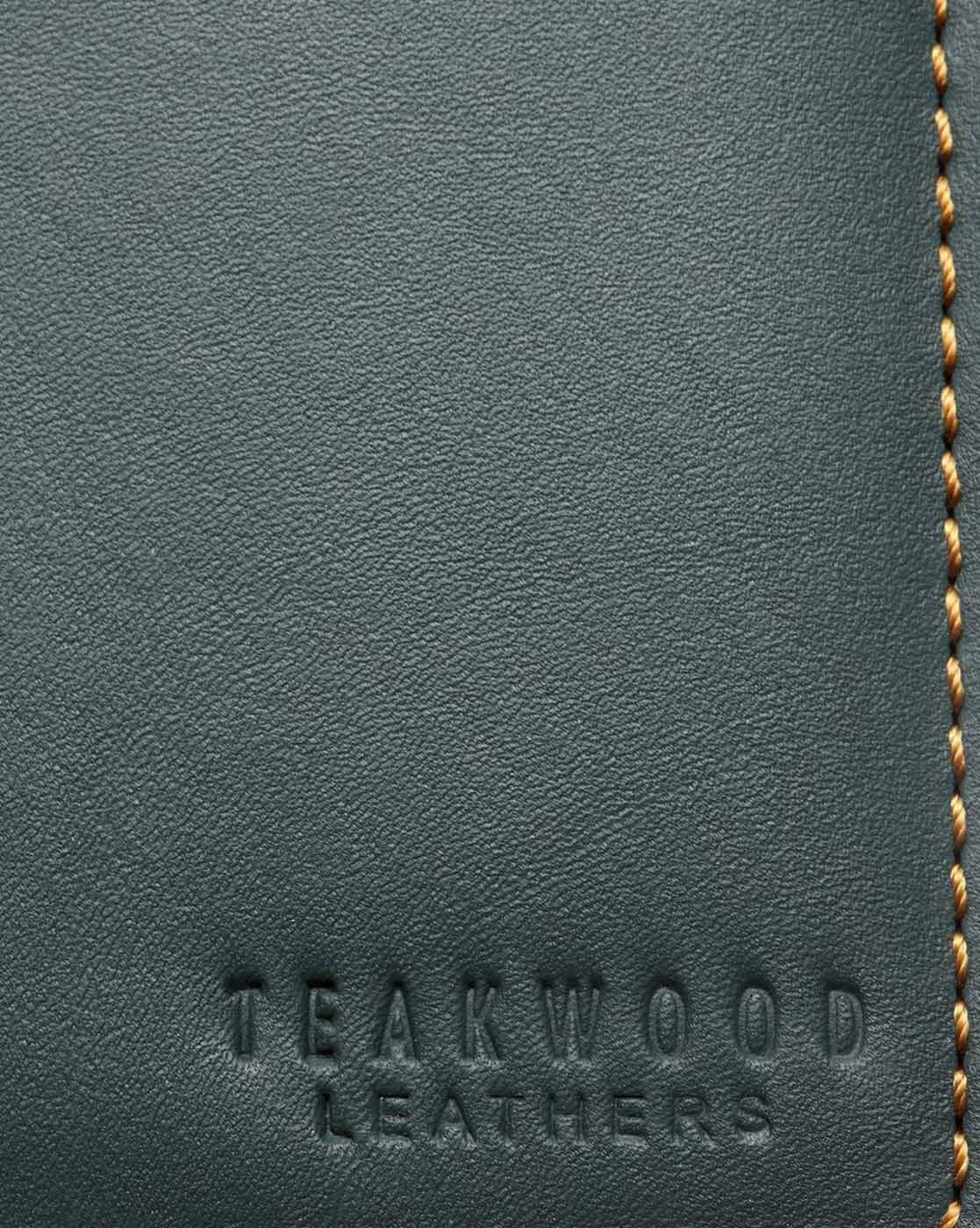 Teakwood Men Green Solid Rfid Two Fold Wallet