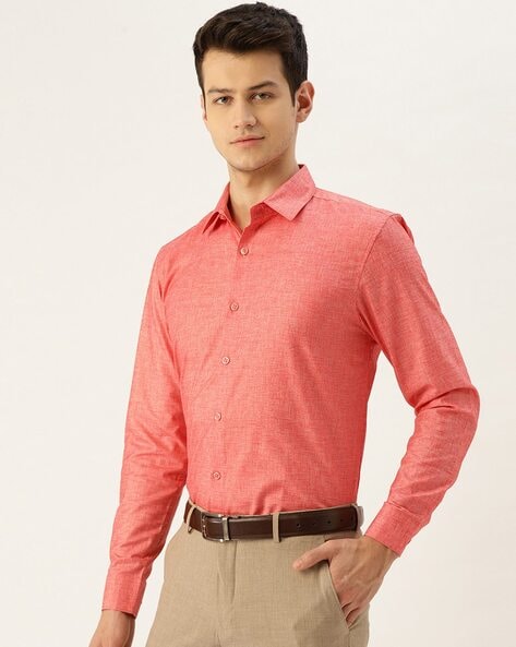 orange colour formal shirt