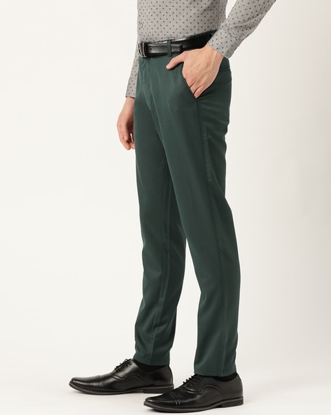 Buy Men Green Slim Fit Solid Casual Trousers Online - 629707 | Allen Solly