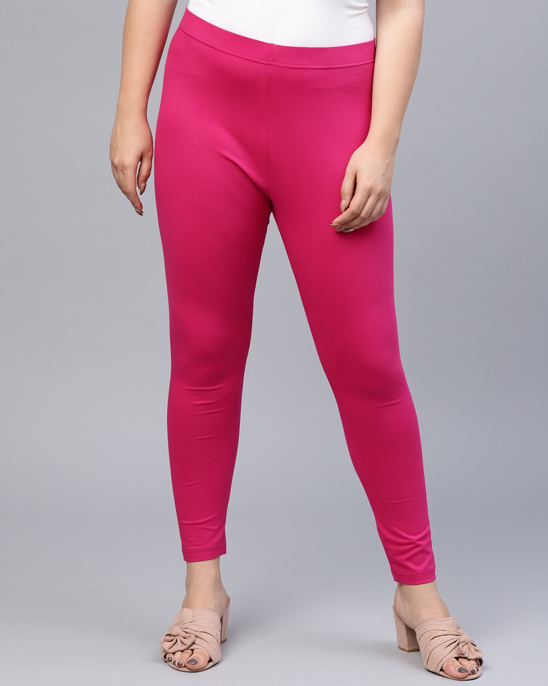 Buy Go Colors Women Solid Dark Pink Ankle Length Leggings Online-nextbuild.com.vn