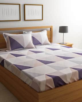 urban dream Geometric Print Double Bedsheet with Pillow Covers-picture-52
