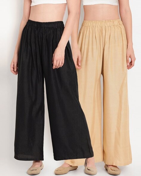 Pack of 2 Elasticated Waistband Palazzos Price in India