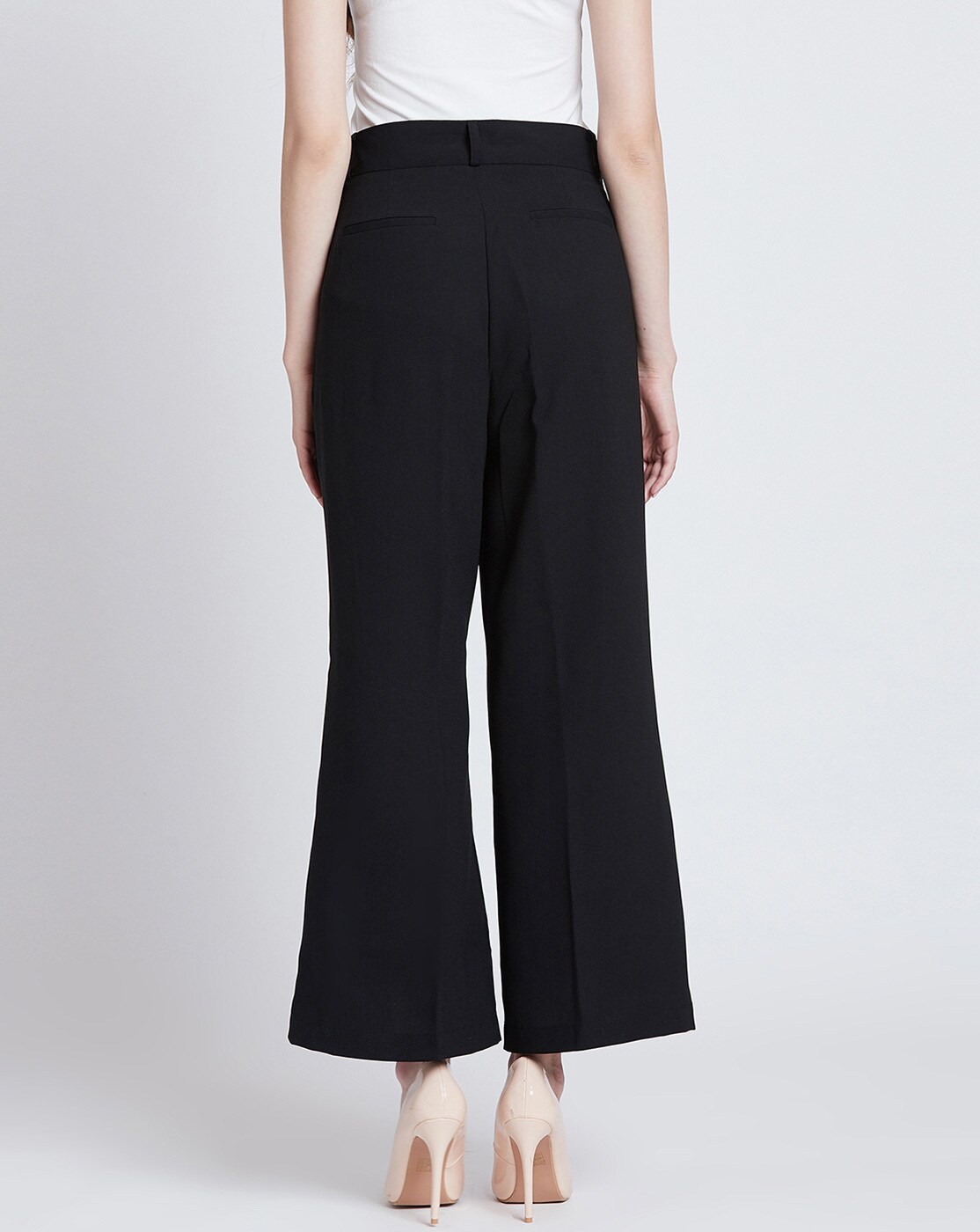 Black Wide Leg Crepe Trouser  WHISTLES 