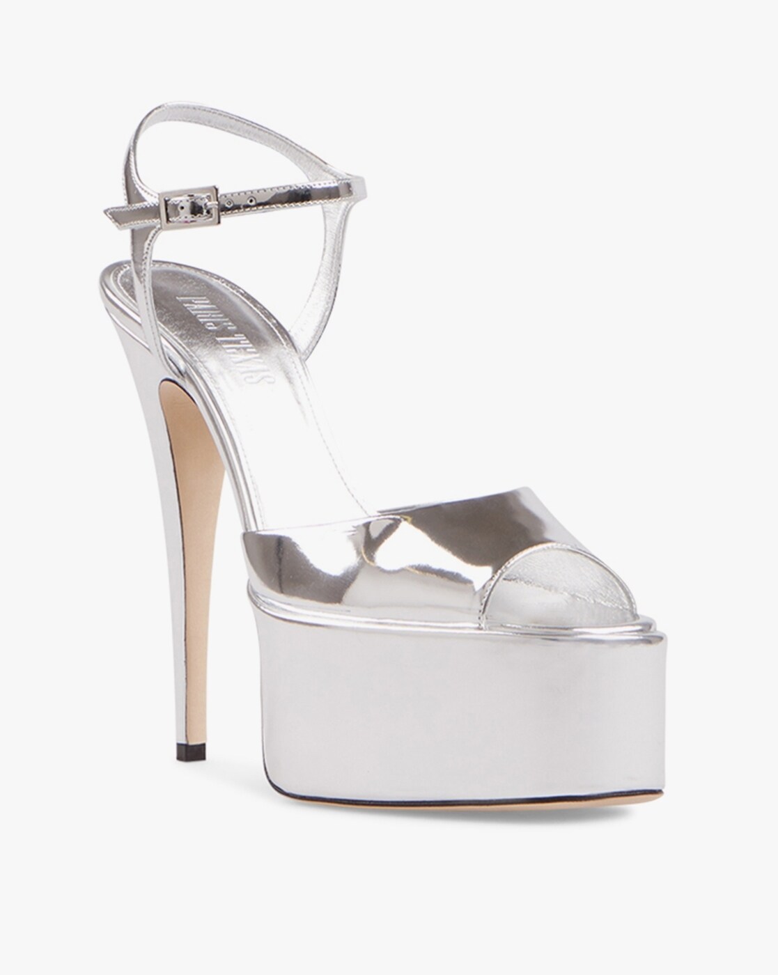 Silver Shiny Ankle Platform Heels | Tajna Shoes – Tajna Club