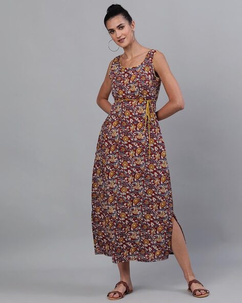 Aks Floral Print A-line Dress