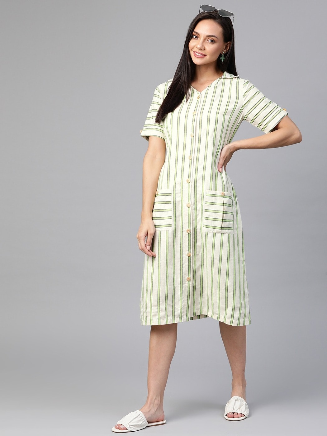 Buy Off-White Dresses for Women by COTTINFAB Online