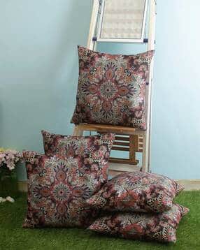 Set of 5 Printed Square Cushion Covers 16" X 16"-image-49