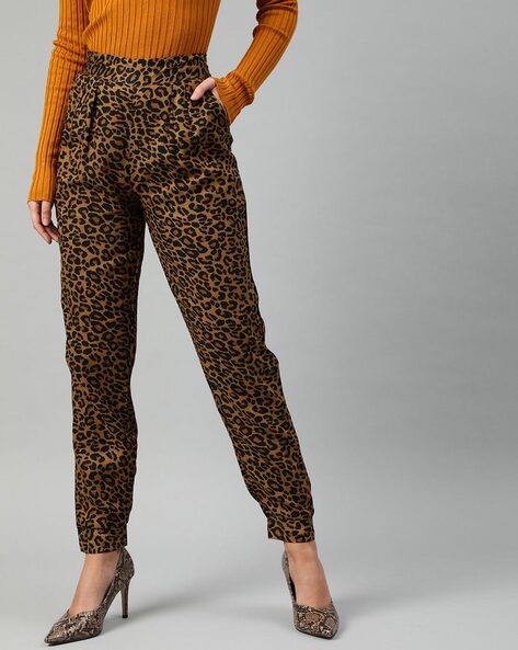 ZARA BASIC Leopard Cheetah Animal Print Pants Trousers Size M Medium | eBay