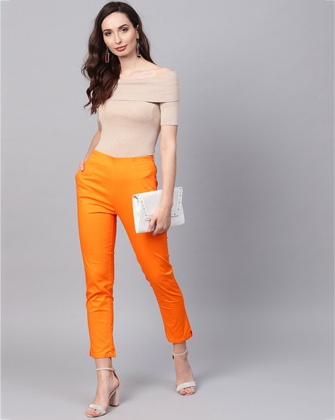 Buy Orange Ankle Pant Cotton Silk for Best Price, Reviews, Free