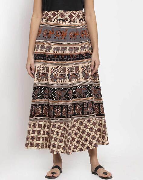 Buy SOUNDARYA Black & White Printed Wrap-Around Skirt - Skirts for Women  1718807 | Myntra