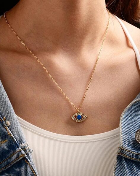 Buy Gold-Toned Necklaces u0026 Pendants for Women by VEMBLEY Online | Ajio.com