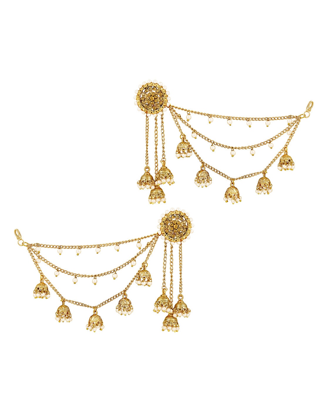 Amazon.com: Bindhani Indian Jhumka Earring With Long Tassel & Bahubali  Style Back Hair Chain For Women: Clothing, Shoes & Jewelry