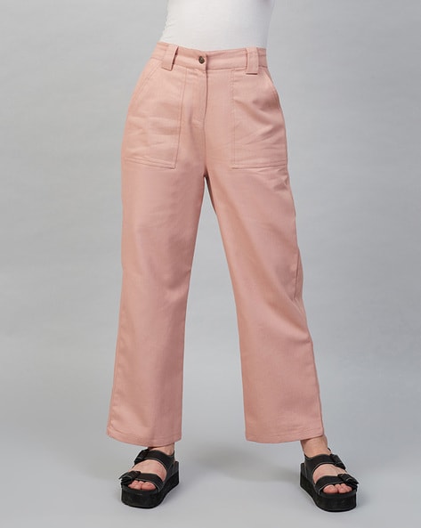 Buy Dusty Pink Trousers & Pants for Women by ORCHID BLUES Online