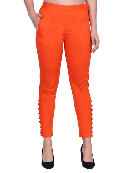 Buy Orange Trousers & Pants for Women by POPWINGS Online