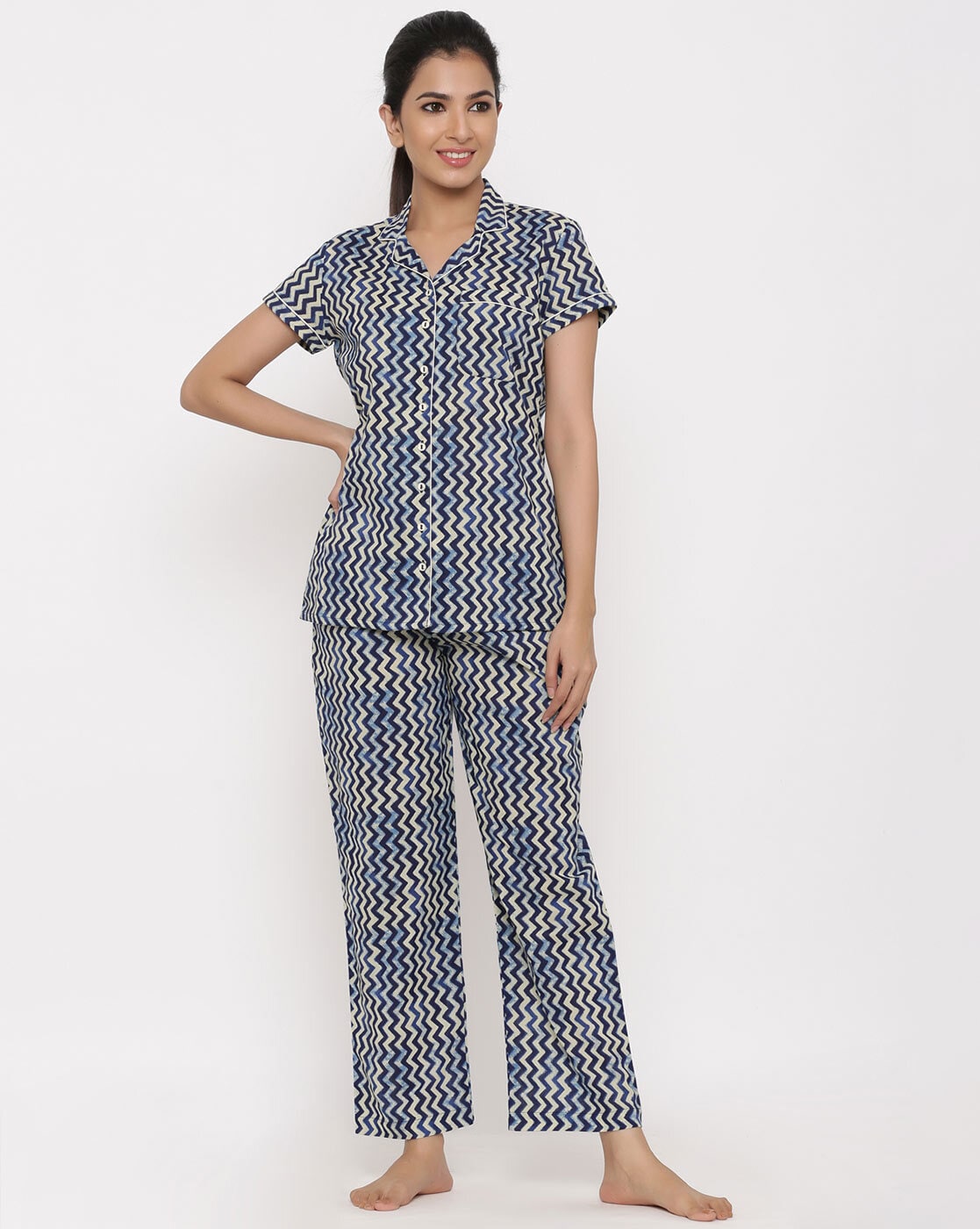 PIU Womens Kurta Style Night Suit  Cotton  Blue Buy PIU Womens Kurta  Style Night Suit  Cotton  Blue Online at Best Price in India  Nykaa