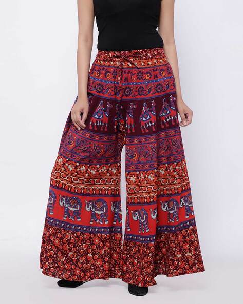 Buy online Block Printed Flared Palazzo from Skirts, tapered pants &  Palazzos for Women by Sahila The Label for ₹2189 at 45% off | 2024  Limeroad.com