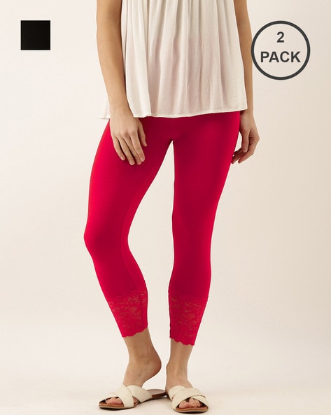 Buy Pink & Black Trousers & Pants for Women by Zebu Online