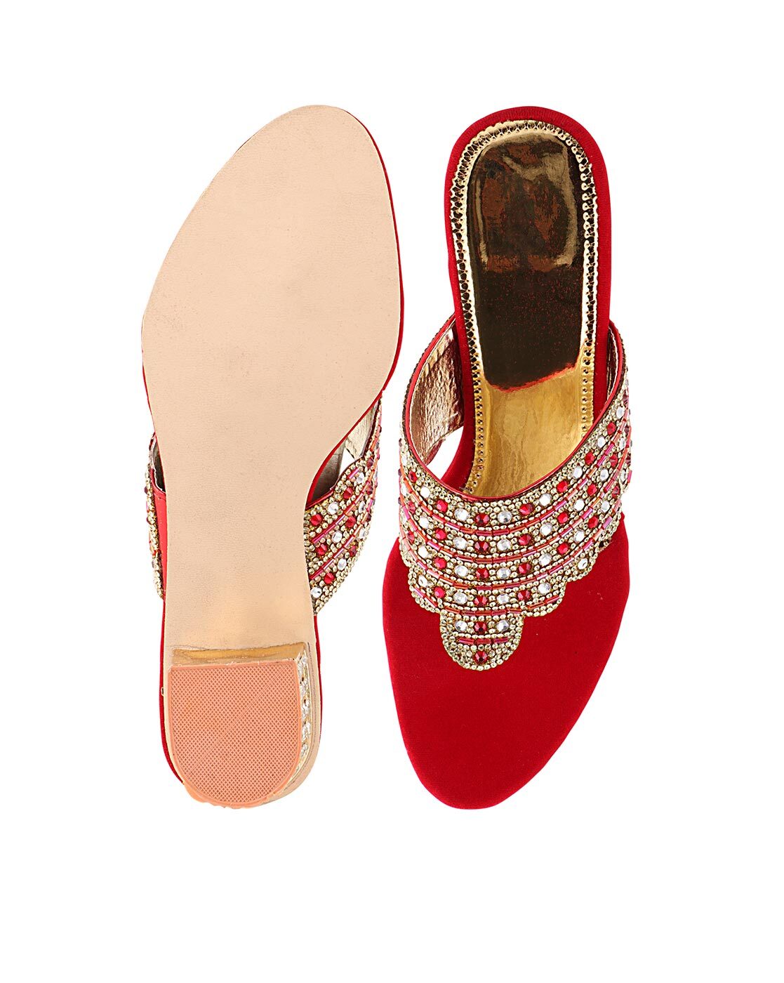 Embroidered Ladies Red Synthetic Bridal Party Wear Sandal at Rs 215/pair in  Kanpur