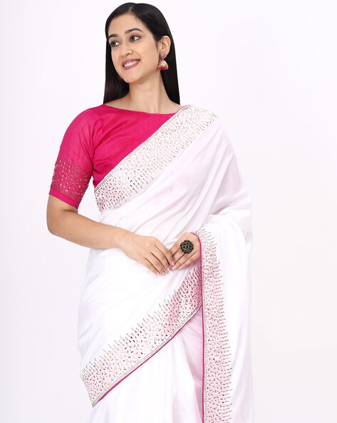 Sparsh - Georgette black saree with white stone work and... | Facebook