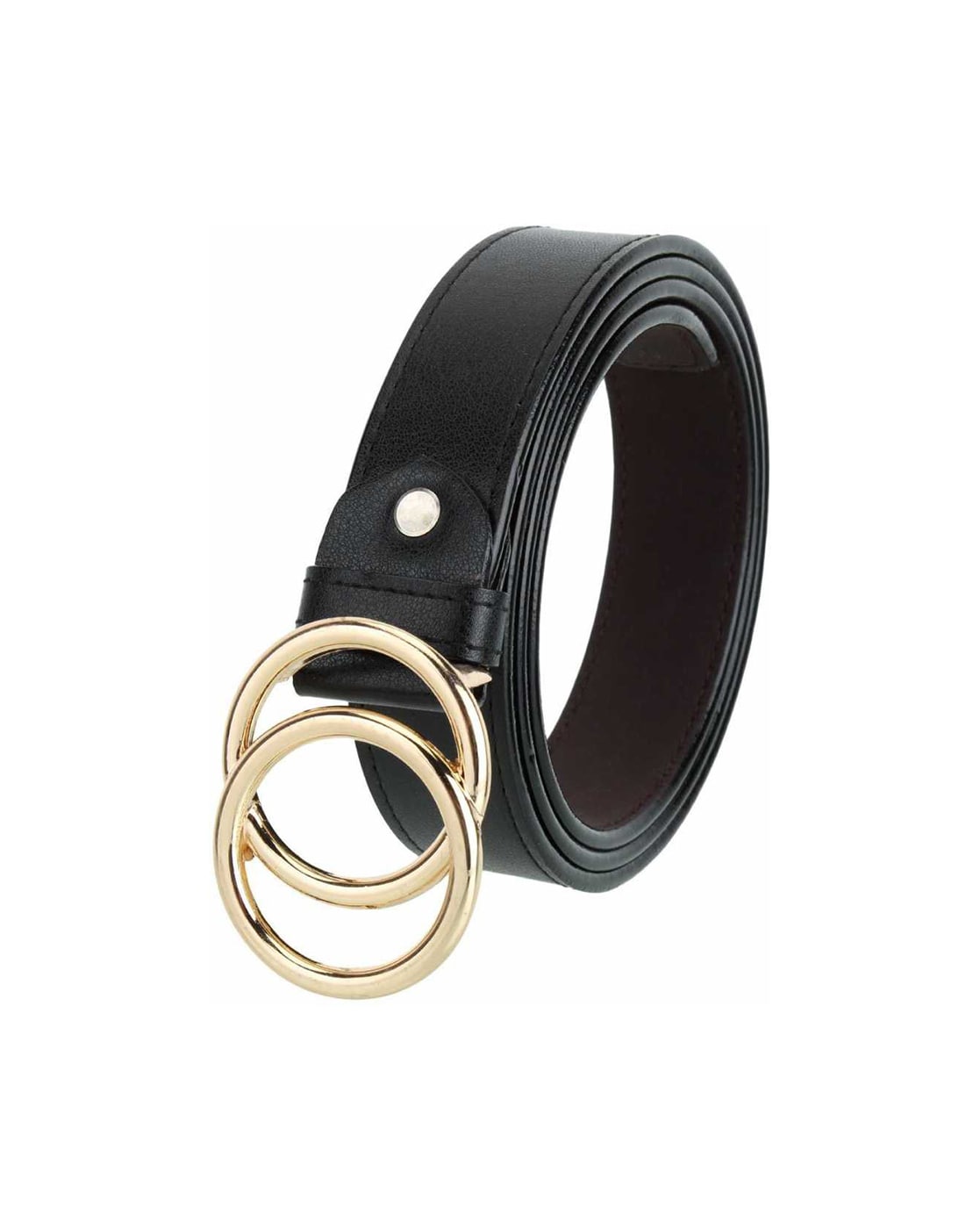 Gold colour double AA Buckle Black Belt for Womens n Girls