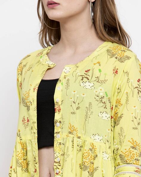 Buy SERA Yellow Solid V-Neck Polyester Women's Casual Wear Shrug | Shoppers  Stop