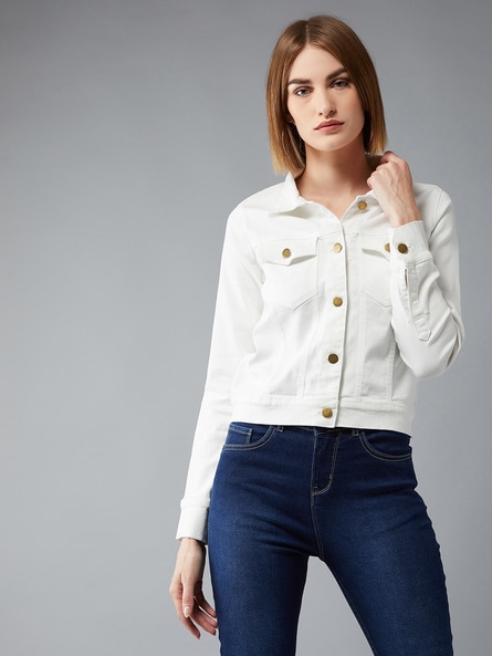 Buy Studiofit White Ribbed Crop Jacket from Westside