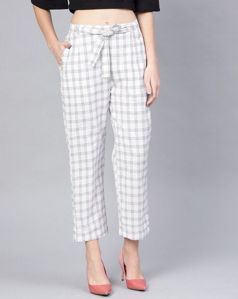 Buy Women White Check Formal Regular Fit Trousers Online  773202  Van  Heusen