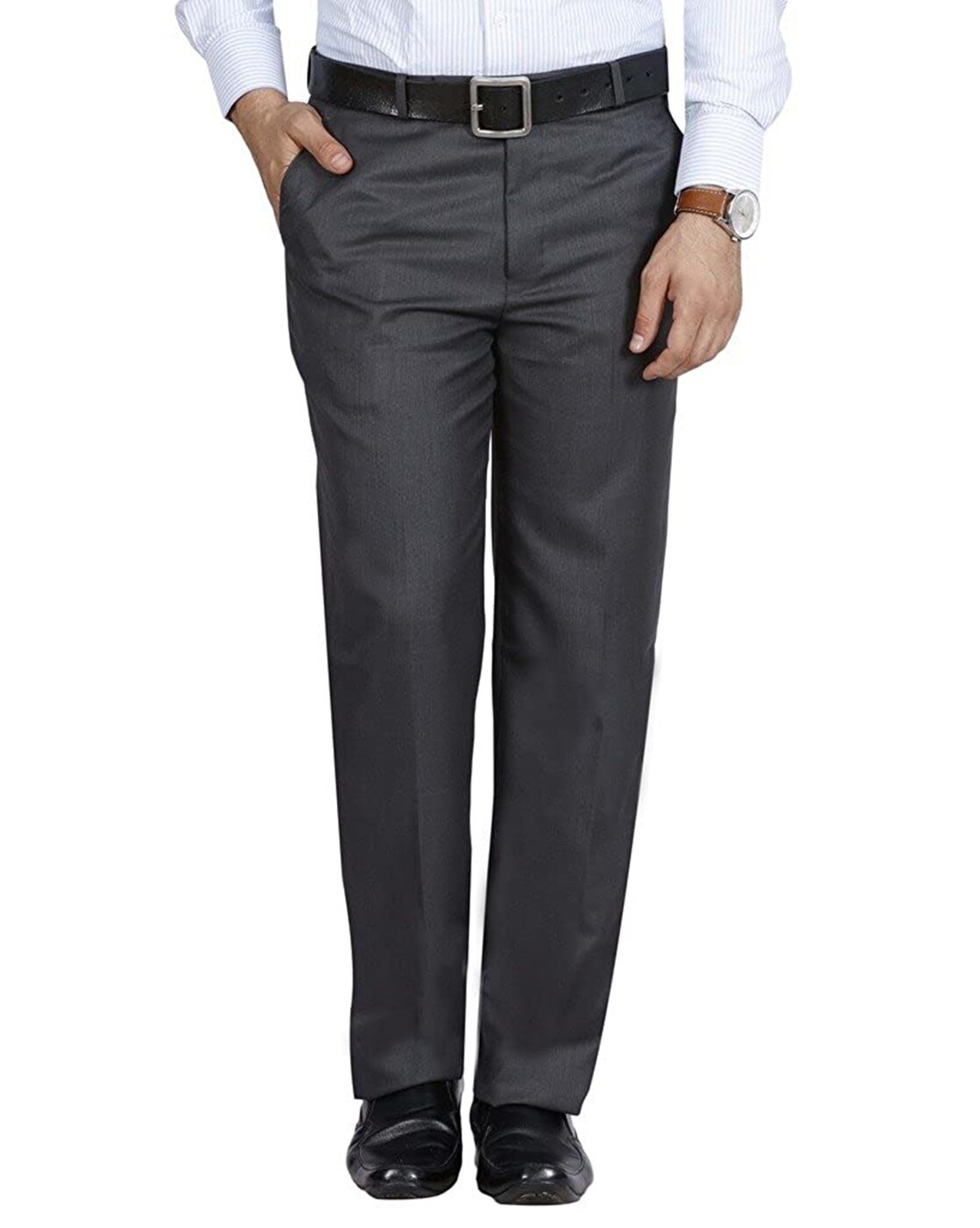 Buy Arrow Men Charcoal Mid Rise Twill Solid Formal Trousers  NNNOWcom