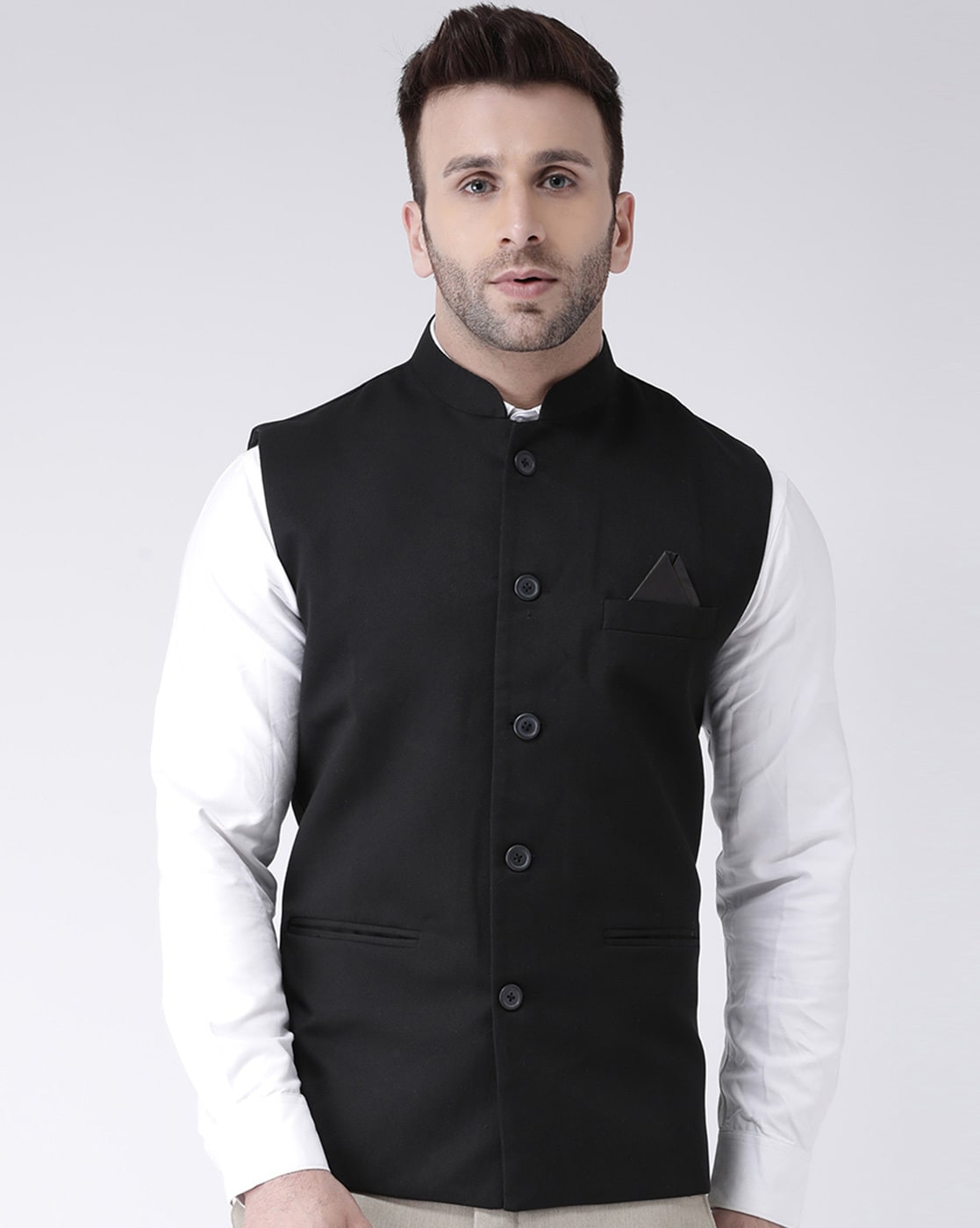 Ajay Arvindbhai Khatri Men's Jute Fabric Regular Nehru Jacket Black Co –  AjayArvindbhaiKhatri