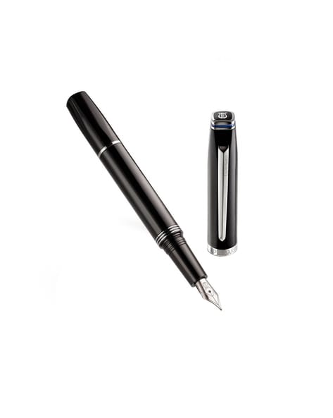 Buy Lapis Bard Contemporary Fountain Pen Medium Black with Chrome