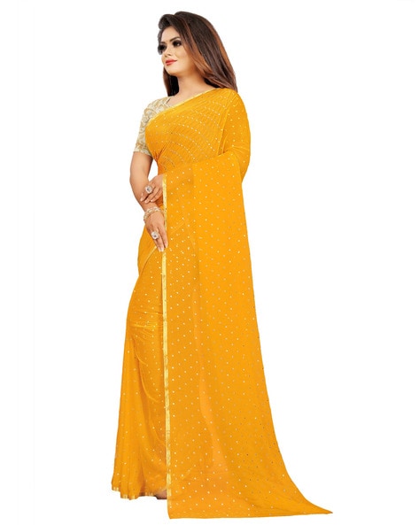 Digital Printed Chiffon Saree in Yellow : SSF19737